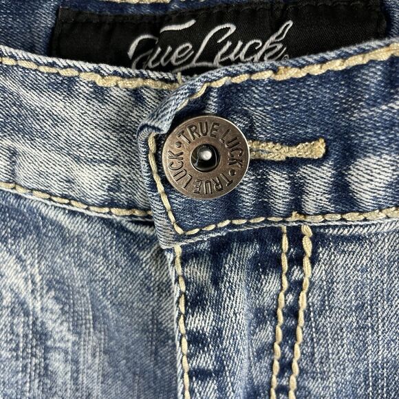 True Luck Mens Classic Straight Jeans 34x30 Light Wash - Picture 4 of 8